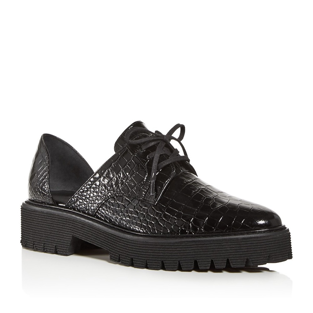 Freda Salvador Alana Croc-Embossed d’Orsay Oxfords